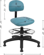 Chair Master FSS Series Square seat Mid-Stool (19"-27") seat height chair. Fabric Vinyl-for Office, Garage, Desk, Shop, Computer, Doctor, Medical, Easy to Clean! 18" Footring (Aqua, Mid Stool, Glides)