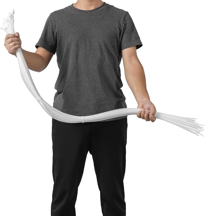36 inch White Zip Ties Heavy Duty 40PCS, 200LBS Ultra Exclusive Strong Plastic Wire Ties, Large Cable Ties Extra Long Tie Wraps, Indoor and Outdoor UV Resistant