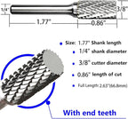 Carbide Burr Set 1/4" Shank SA-3 Die Grinder Bits Tungsten Double Cut Burr Bits (3/8" Cutter Dia X 0.86" Cutter Length) for Die Grinder Kits Metal Grinding Drilling Polishing (3pcs)