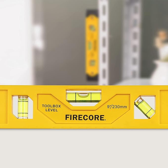 Firecore 2pcs Magnetic Torpedo Level, 9-Inch Shockproof Toolbox Level with 3 Bubble Spirit Level 45 90 180 Degree