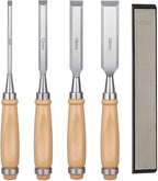 4 Piece Wood Chisel,WoodCraft Precision Steel Wood Chisel Set,Chromium Vanadium Wood Carving Chisel Kit,Heavy Duty Woodworking Chisel with Ergonomic Handle