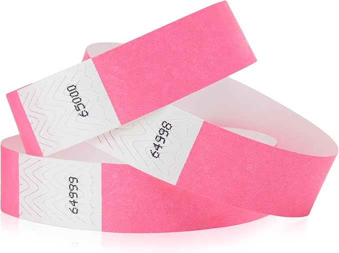600 WristCo Neon Pink Tyvek Wristbands for Events - Tamper-Proof Design & Fluorescent Color Prevent Reuse Premium-Grade Bracelets for Hospital & Medical ID, Party & VIP Identification