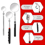 3 Pack Stainless Steel Mechanic Mirror Telescoping Inspection Mirror Extendable Mirror Round Mirror Inspection Tool for Check Observe Vehicle Small Part Eyelashes Mouth