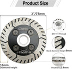 SHDIATOOL 3 Inch Granite Turbo Cutting Blades Two-in-One Design Cut Grind Sharpen Marble Concrete and Bricks