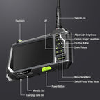 Dual Lens Endoscope with 5" Monitor, Teslong NTS500 Industrial Waterproof Borescope Inspection Camera with 0.21in Front & Side-View Double Lens with 9.8FT Probe, 5-Inch IPS LCD Screen & Case
