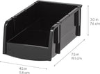 IRIS USA Stackable Bins, 7.5 x 4.5 x 3 inch, Plastic Hanging Open Front Shelf Bin Storage Organizer for Hardware, Craft Supplies, Small Parts, Nuts and Bolts, Garage Organization, 8 Pack- Small, Black