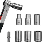 6 Pcs Scoket Set, 1/4" Drive, 5-6-7-8-10-12mm with 1 Pcs Adpter for Interchangeable Ratchet Screwdriver Set