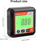 Digital Angle Gauge Magnetic, LCD Backlit Protractor Inclinometer Level Box, Slope Finder for Woodworking, Carpentry, Construction and Machinery (Precision Angle Measurement Tool)