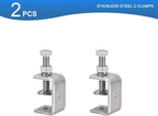 2 Pack 304 Stainless Steel C Clamps with 45mm/1.77" Stable Wide Jaw Opening Tiger Clamp for Woodworking Welding Construction Household Mount
