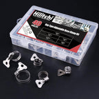 Hilitchi 40-Pcs 8-29mm Clamping Range Butterfly Key-Type Adjustable Hose Pipe Worm Gear Clamps Assortment Kit, Clamps Ideal for Plumbing, Automotive - - 304 Stainless Steel