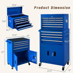 13-Drawer Double Doors Handle Rolling Tool Chest, 2 in 1 Detachable Rolling Tool Chests, Large Tool Boxes with lock, Metal Standing Tool Cabinet for Garage Workshop(Blue)