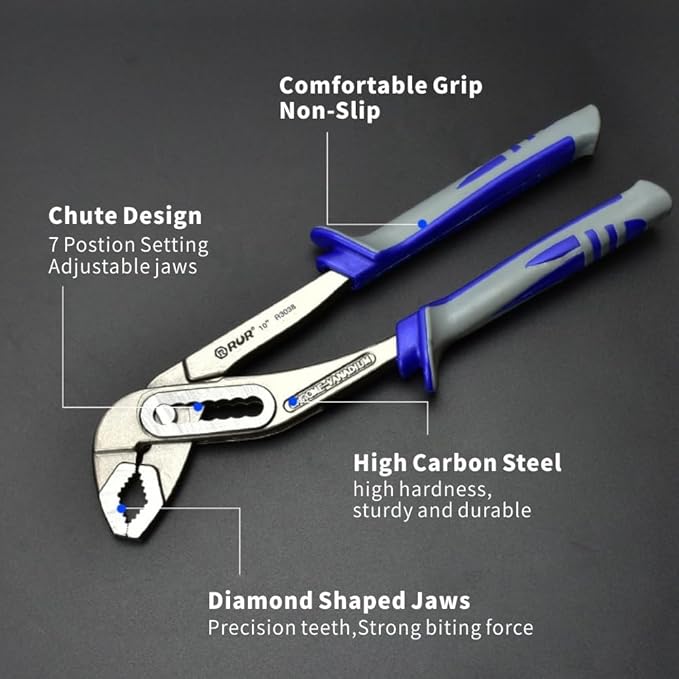 10-inch Tongue and Groove Pliers - Adjustable Plier,Quick Adjust&Release,V-Jaw Locks Pliers for Repairs,Gripping,Nuts,Pipes