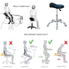 Professional Saddle Stool with Wheels Ergonomic Swivel Rolling Height Adjustable for Clinic Dentist Beauty Salon Tattoo Home Office (Black)