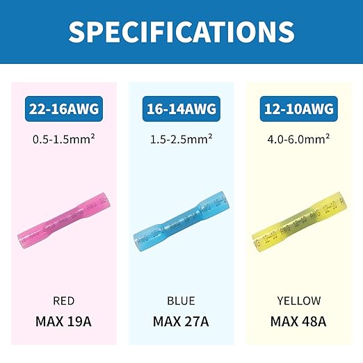 Heat Shrink Butt Connectors,500Pcs 12-10 AWG Yellow Waterproof Electrical Wire Connectors Automotive Marine Grade Wire Crimp Terminals Butt Splices for Cable,Boat,Home Electrical etc.