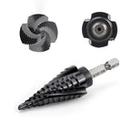 COMOWARE M35 Cobalt Step Drill Bit, 4 Spiral Flute, Step bit with 3/8" Hex Shank, 12 Sizes (3/16" to 7/8"), Steps bits for Metal, Stainless Steel, Aluminum/Wood/Plastic, Unibit for Electricians & DIY