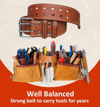 2 Inch Wide Leather Tool Belt for Men Work | Adjustable Oil tanned Belt | Carpenters, Electricians, Contractors