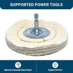 Benchmark Abrasives 4" Cotton Cushion Sewn Buffing Polishing Wheel for Bench Grinder with 1/4" Mandrel, for Polishing Finishing Smoothing on Aluminum, Stainless Steel (Cotton Cushion)