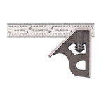 Starrett Steel Combination Square with Square Head - 4" Blade Length, Cast Iron Heads, Hardened Steel, Reversible Lock Bolt, 4R Graduation Type - 11H-4-4R