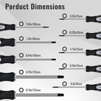 Hex Allen Wrench Screwdriver Set (10 Pack in Precision & Standard SAE Sizes .035", .050", 1/16", 5/64", 3/32", 7/64", 1/8 ", 9/64", 5/32", 3/16") - Perfect for RC Cars, Quadcopters, & Helicopters