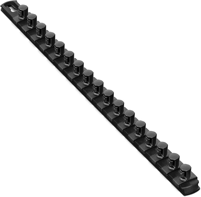 Ernst Manufacturing 18-Inch Magnetic Socket Organizer with 17 1/2-Inch Twist Lock Clips, Black (8422M-Black-1/2)