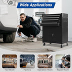 Tool Chest 13-Drawer with Double Door and wheels, Large Detachable Toolbox with Sliding Drawers, Mechanic Tool Box Storage Cabinets, Metal Tool Cart for Garage Workshop (BLACK)