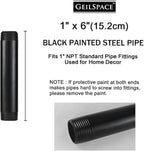 GeilSpace 1" × 6" Pre-Cut Black Metal Pipe, Industrial Steel Fits Standard One Inch Threaded Pipes and Fittings - Vintage DIY Industrial Shelving (1" × 6", Black)