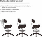 Grace&Grace Ergonomic Rolling Saddle Stool Chair with Wheels Adjustable Swivel Stool with Back and Footrest Heavy Duty for Esthetician, Artist, Dental, Medical, Spa, Salon, Cutting, Home Office