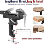 Nuovoware Table Vise 3 Inch, 360° Swivel Base Universal Home Vise Portable Bench Clamp, Clamp-on Vise Bench Clamps Fixed Tool for Woodworking, Metalworking, Cutting Conduit, Drilling, Sawing, Black