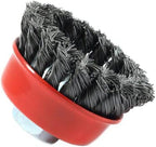 Forney 72757 Wire Cup Brush, Knotted with 5/8-Inch-11 Threaded Arbor, 2-3/4-Inch-by-.020-Inch
