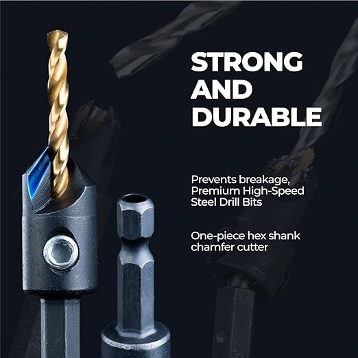 toolant 3pack#4 Silence Countersink Drill Bits Set for US Wood Screw, High-Speed Steel Counter Sink Drill Bit in One Step