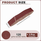 HARFINGTON 4 x 132 Inch Sanding Belts, 3 Pcs 120 Grit Aluminum Oxide Abrasive Belt Sander File Belt for Woodworking, Metal Polishing, Knife Sharpener