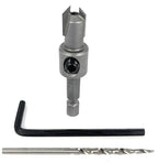FTG USA #4 (7/64") Tungsten Carbide Tipped Countersink Drill Bit with Tapered Drill Bit, 1/4 Inch Quick Change Hex Shank and Allen Wrench