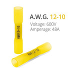 Wirefy 50 PCS Heat Shrink Butt Connectors Yellow 12-10 AWG - Marine Grade Butt Connectors - Wire Butt Splice Connectors - Electrical Waterproof Heat Shrink Butts
