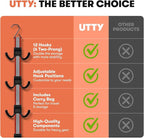 UTTY Hanging Multipurpose Portable Hockey Drying Rack - Durable Gear Keeper & Sports Equipment Organizer - 6 Durable Adjustable Hooks Support Light to Heavy Weight for Home, Travel & Outdoor Use