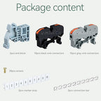DIN Rail Terminal Blocks Kit, 20pcs Universal Compact Wire Connectors + 2pcs Connection Bar + 2pcs Marker Strip + 2pcs Terminal End Stopper + 20pcs Screws for 24-12 AWG