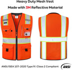 Neopelta Reflective Safety Vest Orange Mesh, Made with 3M Reflective Tape, Heavy Duty Vest with ID pocket, Padded Neck, Orange 4XL