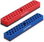 AIRTOON 2PCS 1/4" Magnetic Hex Bit Holder, 43 Holes Bit Storage with Strong Magnetic Base, Magnetic Screwdriver Bit Organizer, Red and Blue