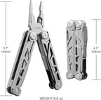 Multitool, 17-in-1 Stainless Steel Multi Tool Pliers with Self-Locking, Pocket Knife, Nylon Sheath, Professional (EDC) Multi-Tool for Survival, Camping and Hunting, Hiking, Simple Repair