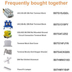 Erayco UK2.5B-GR DIN Rail Terminal Block, Screw Clamp, 600V 20A 24-12AWG, Pack of 100