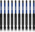 10 Pack Phillips Impact Driver Bits, #1 Phillips Head Magnetic Screwdriver Bits Set, 3.5Inch S2 Alloy Steel Impact Bits, 1/4" Hex Shank Screwdriver Drill Bit, CNC Machined ph1 Impact Drill Bits