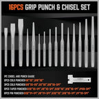 HORUSDY 28-Piece Heavy Duty Punch and Chisel Set, Including Taper, Cold Chisels, Pin, Center Punch