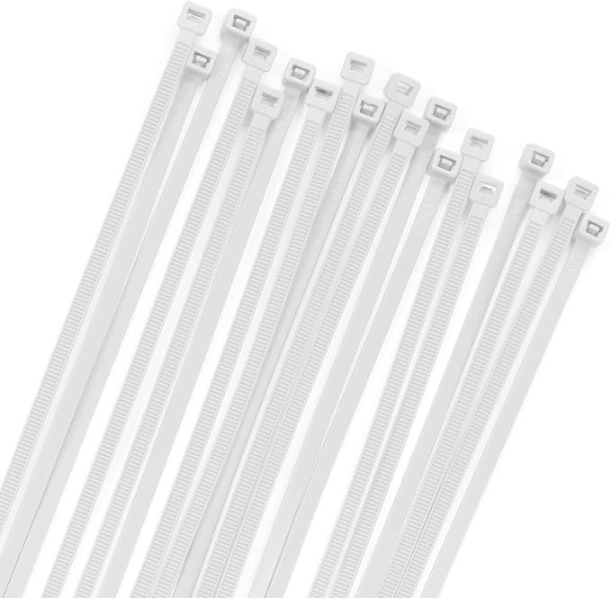 XINGO 100PCS Cable Zip Ties Heavy Duty, Premium Nylon Plastic Wire Ties with 50 Pounds Tensile Strength, Self-Locking Black Nylon Zip Ties for Indoor and Outdoor (14 inch, White)