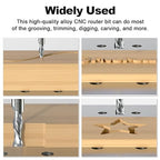 FivePears Up Cut Spiral Router Bit for CNC, 3/8 inch Cutting Diameter and 1-1/4 inch Cutting Length 1/2 inch Shank Carbide End Mill Router Bit for Wood Carving Engraving Grinding Grooving