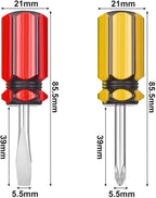 Buspoll Short Screwdriver Set: Two-Color Small Handle Stubby Screwdriver - Phillips & Flat Head