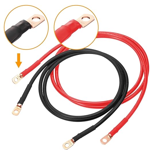 SVAAR 20pcs Battery Cable Ends Kit 1/0 AWG 2/0 AWG Copper Lugs 0 Gauge 00 Gauge Battery Cable Lugs with 3/8" and 5/16" Stud Heavy Duty Wire lugs Ring Terminal Connectors with 3:1 Heat Shrink Tube