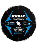 CRALY 12 Inch 100 Teeth Aluminum and Non-Ferrous Metal Cutting Circular Saw Blade, 1 Inch Arbor, Carbide Tipped, Thin Kerf, Black Ice™ Coating, for Medium Aluminum, Plastic, Composite(C12100AL)