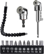 105 Degree Right Angle Drill Adapter, 2025 New Right Angle Head Drill Driver Extension Bit Power Screwdriver Socket Adapter, Corner Tool Screw Hub with Multi-function Bend Screwdriver Bit