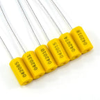 50 pcs Tamper Resistant Security Seals Numbered Steel Cable Wire Truck Seals Pull-Tite Secure Shipping Tag Self-Locking Padlock for Trailers, Truck (Yellow)
