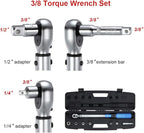 3/8-inch Drive Dual-Direction Click Torque Wrench Set 90-tooth High Accuracy Torque Wrench with Buckle (10-100ft.lb/20-135Nm)