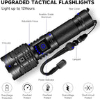 Rechargeable Flashlights High Lumens, Powerful Tactical Flashlights, 5 Modes LED Flashlight Adjustable, Brightest Flashlight Waterproof, Handheld Flash Light for Emergencies, Home, Camping, Hiking
